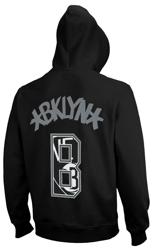 FISLL NBA Men's Brooklyn Nets Fleece Zip Up Hoodie, Black
