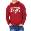 Zubaz NFL Men's Light Weight Team Color Hoodie With 3 Tone Zebra Lined Hood, Great Play Logo, San Francisco 49ers