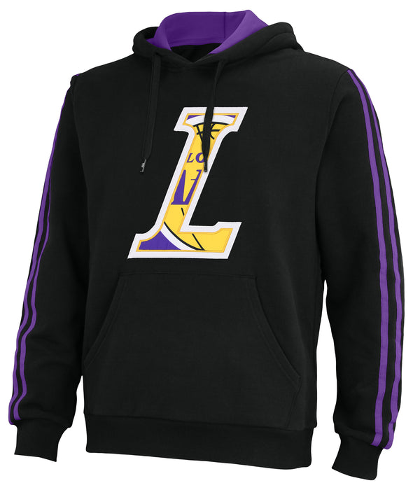 FISLL NBA Men's Los Angeles Lakers Oversized Print Applique Striped Hoodie, Black