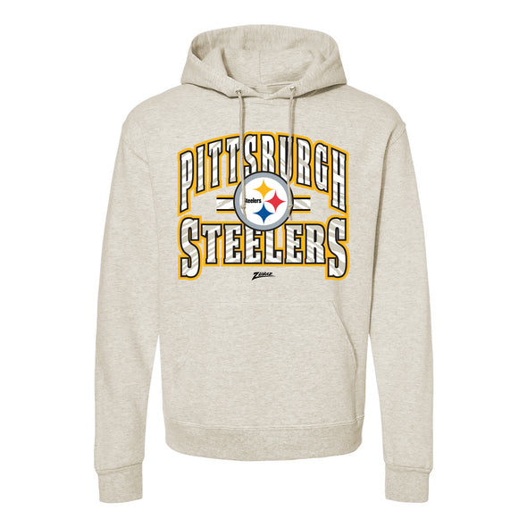 Zubaz NFL Pittsburgh Steelers  Unisex Pullover Fleece Hoodie for Adult Men and Women, Z2T Kickoff, Oatmeal Heather