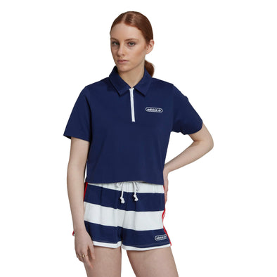Adidas Women's Crop Zip Polo Shirt, Night Sky