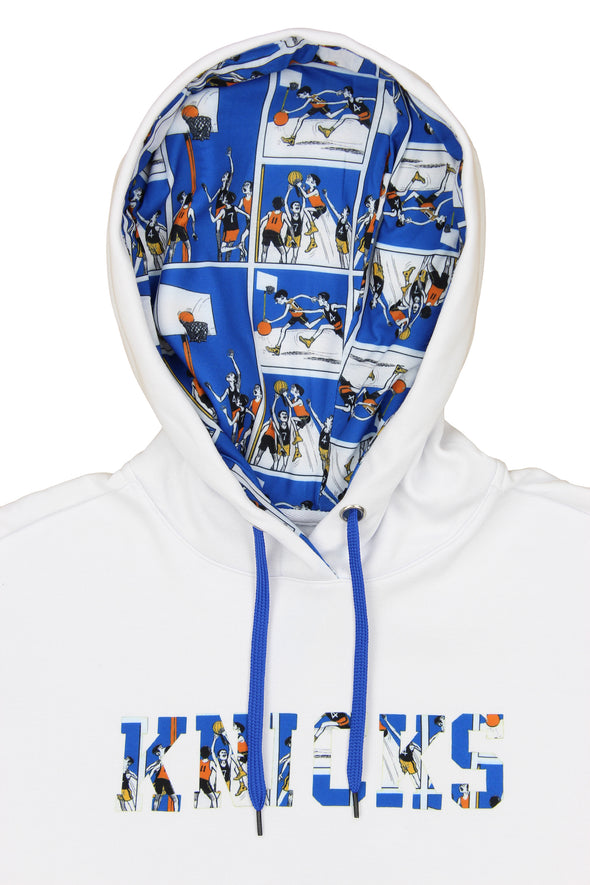 FISLL NBA Men's New York Knicks Graphic Stripe Hoodie, White