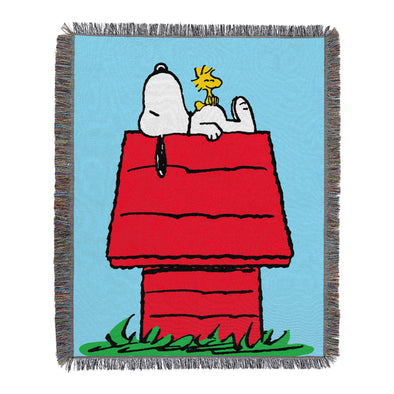 Northwest Peanuts Snoopy House Woven Jacquard Throw Blanket, 48"W x 60"L