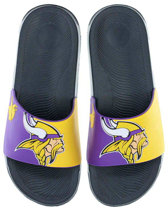 FOCO NFL Men's Minnesota Vikings Cropped Big Logo Raised Slides