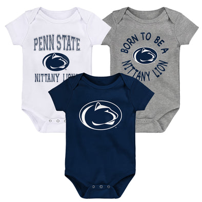 Outerstuff NCAA Infant Unisex Penn State Nittany Lions Born to Be 3-Pack Bodysuit Set