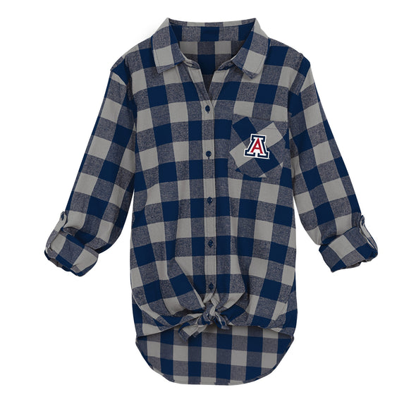 Outerstuff NCAA Juniors Arizona Wildcats Spirit Week Front Knot Plaid Shirt