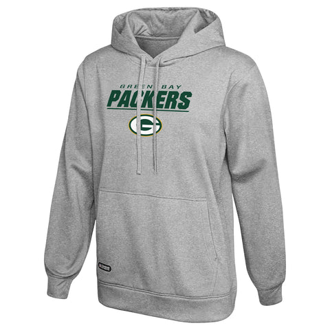 Outerstuff NFL Men's Green Bay Packers Stated Pullover Fleece Hoodie, Grey