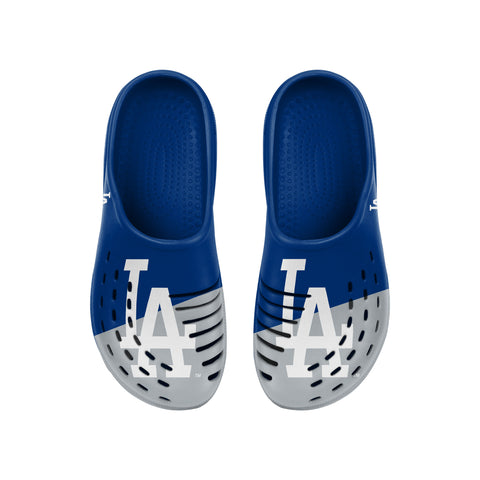 FOCO MLB Men's Los Angeles Dodgers Sox 2023 Colorblock Big Logo Clogs