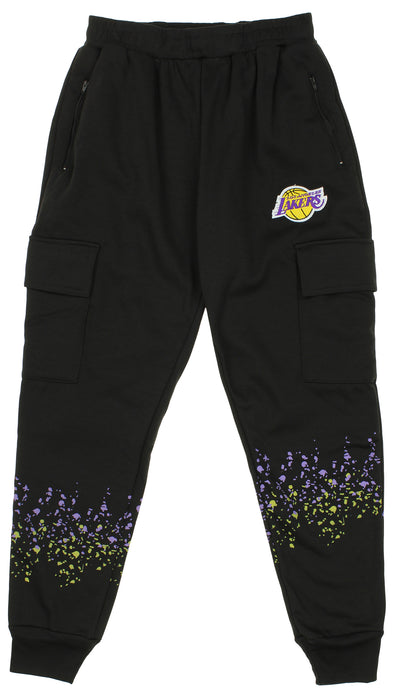 FISLL NBA Men's Los Angeles Lakers Cargo Jogger Pants, Black