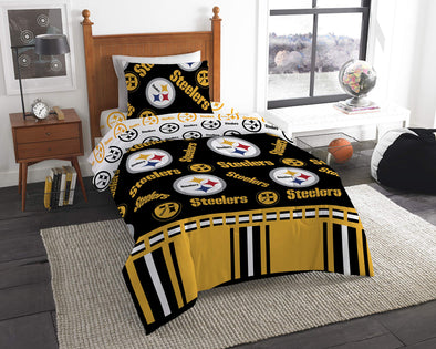 Northwest NFL Pittsburgh Steelers Rotary Twin Bed in Bag Set