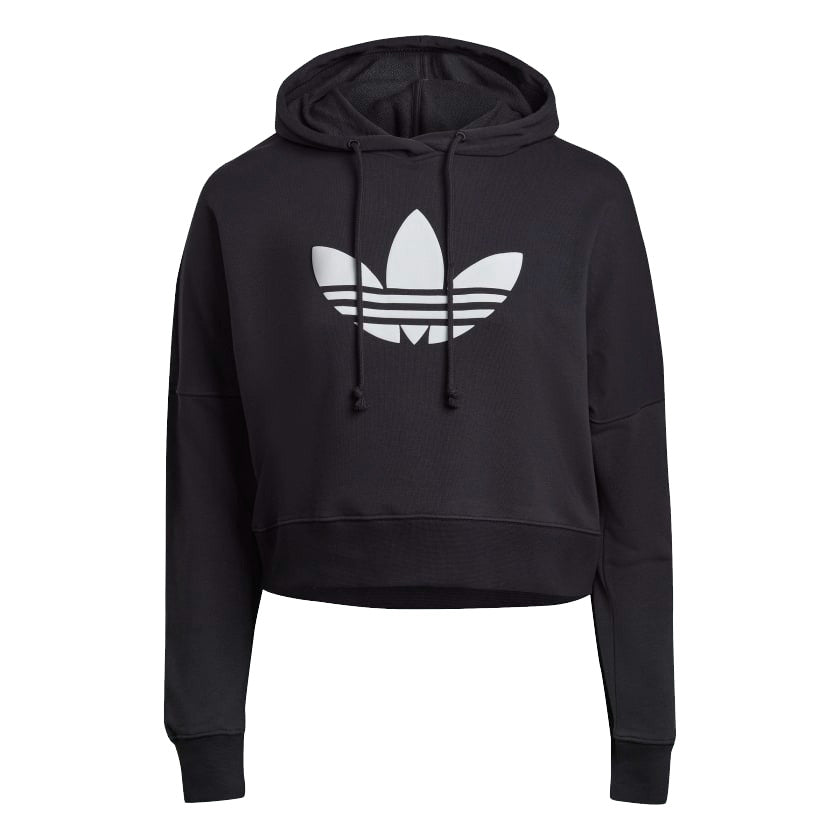Adidas Women's Trefoil Cropped Hoodie, Carbon – Fanletic