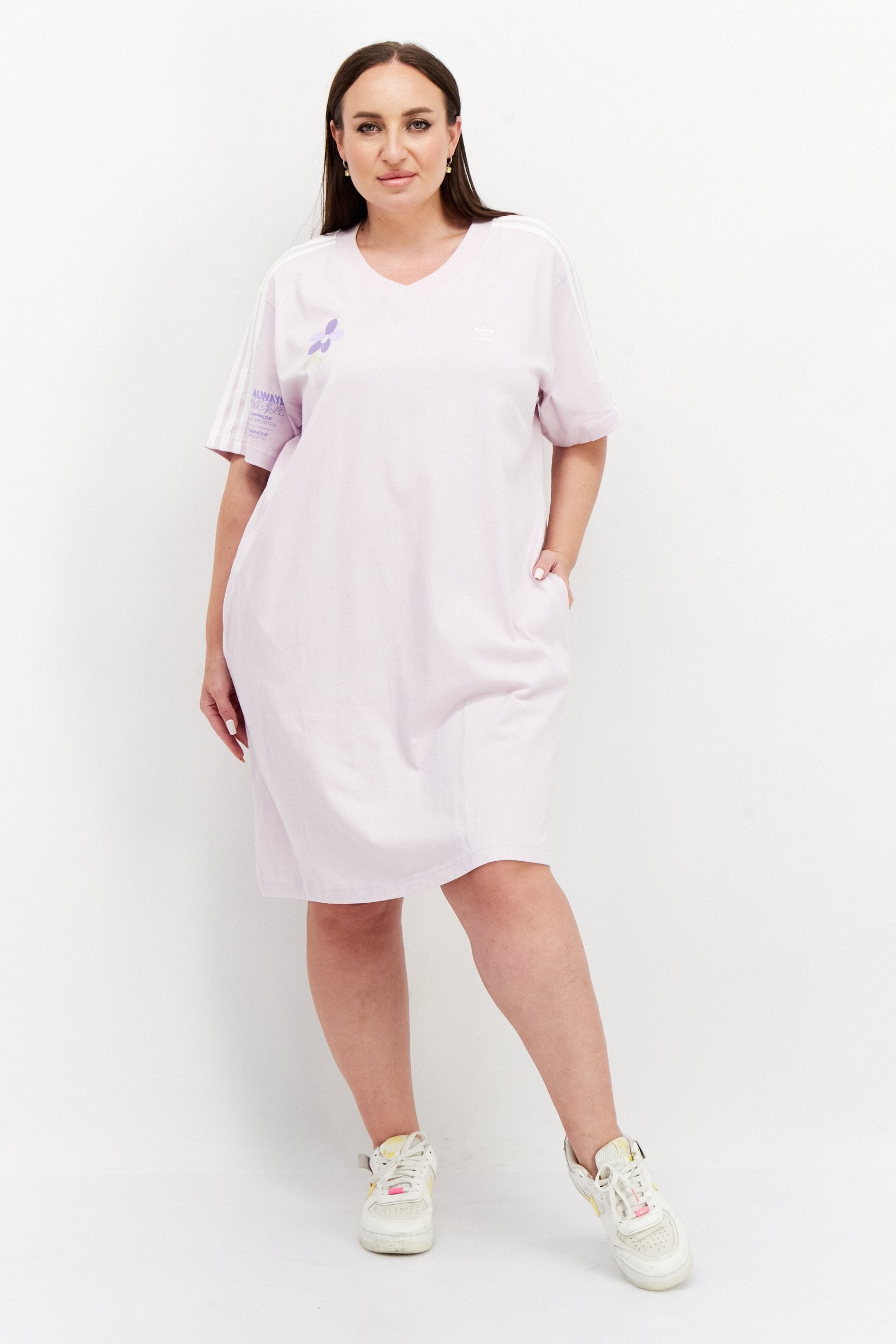 Adidas Women's Always Original Tee Dress, Almost Pink, Plus Size – Fanletic