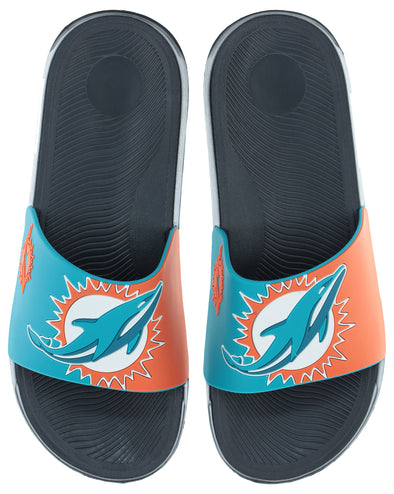 FOCO NFL Men's Miami Dolphins Cropped Big Logo Raised Slides