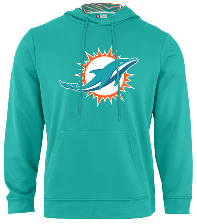 Zubaz NFL Men's Miami Dolphins Team Color Primary Logo With Zebra Hood Liner