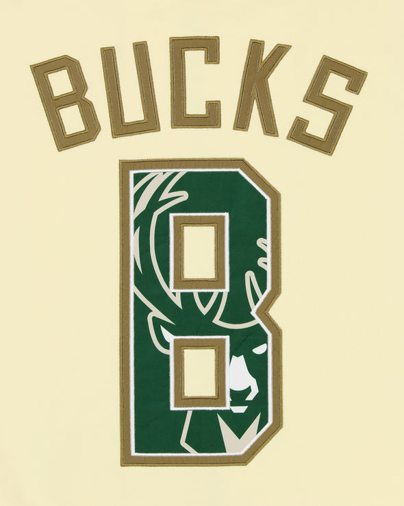 FISLL NBA Men's Milwaukee Bucks Fleece Zip Up Hoodie, Cream