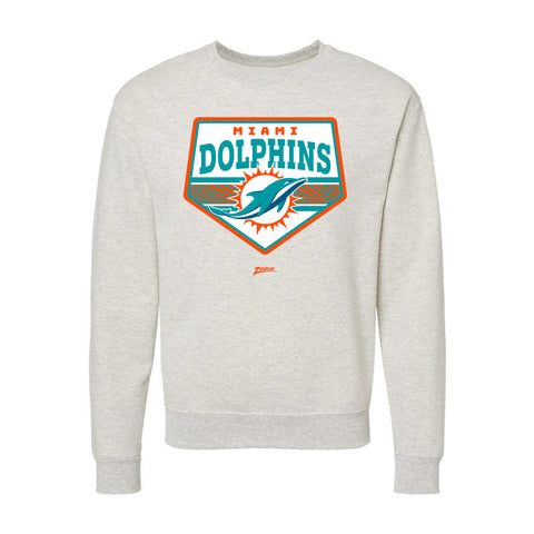 Zubaz NFL Miami Dolphins Unisex Adult Men's & Women's Pullover Fleece Crew Neck Sweatshirt, Z2C Chip Shot, Oatmeal Heather