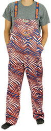 Zubaz NFL Unisex Zebra Lined Bib Overalls for Adult Men and Women, Chicago Bears