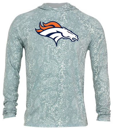 Zubaz NFL Men's Light Weight All Over Post Gray Tonal Hoodie, With Primary Logo, Denver Broncos