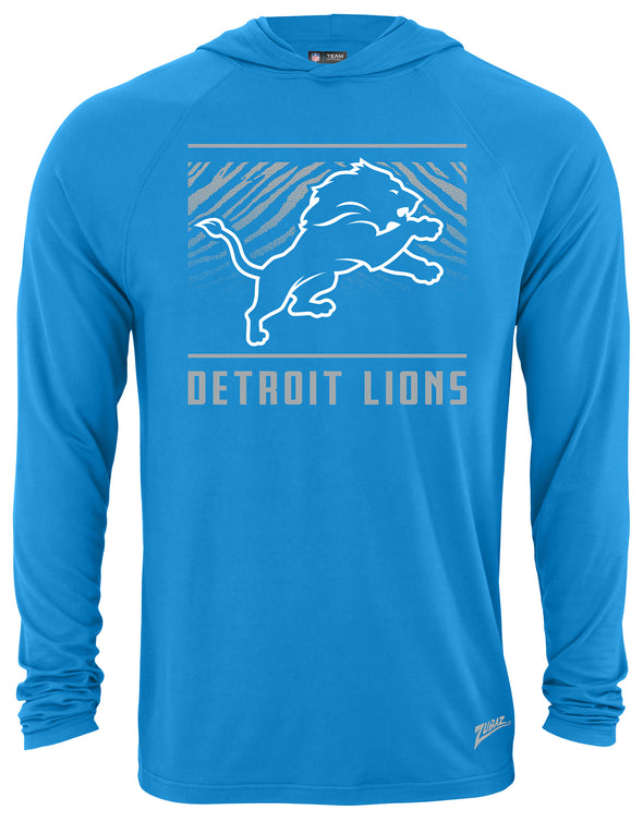 Zubaz NFL Men's Light Weight Team Color Hoodie, Alternate Tunnel Logo, Detroit Lions