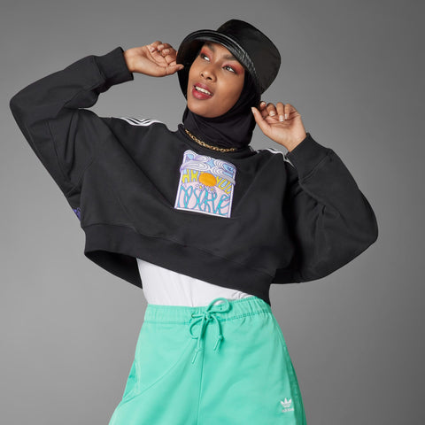 Adidas Women's Always Original Cropped Oversized Round Neck Sweatshirt