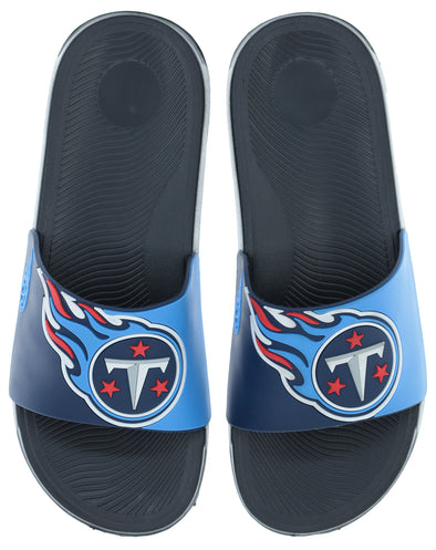 FOCO NFL Men's Tennessee Titans Cropped Big Logo Raised Slides