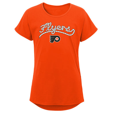 Outerstuff NHL Youth Girls Philadelphia Flyers Lace Script Dolman T-Shirt