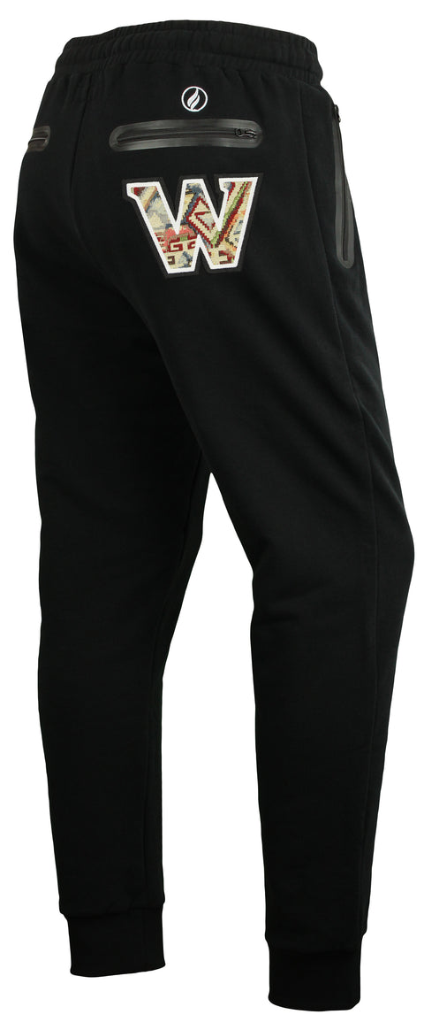 FISLL NBA Men's Golden State Warriors Moroccan Detail Jogger, Black