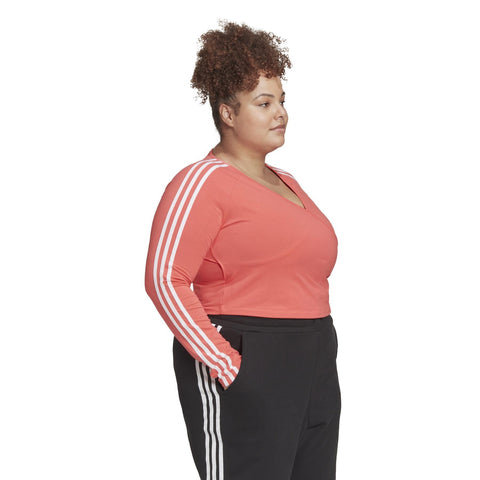 Adidas Women's Plus Size Adicolor Classics Crop Long Sleeve Tee, Semi Turbo