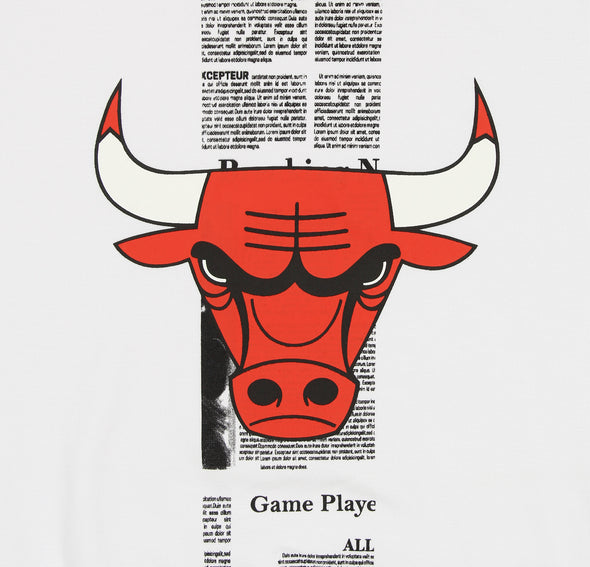 FISLL NBA Men's Chicago Bulls Breaking News Newspaper Print Hoodie, White