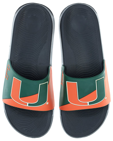 FOCO NCAA Men's Miami Hurricanes Cropped Big Logo Raised Slides