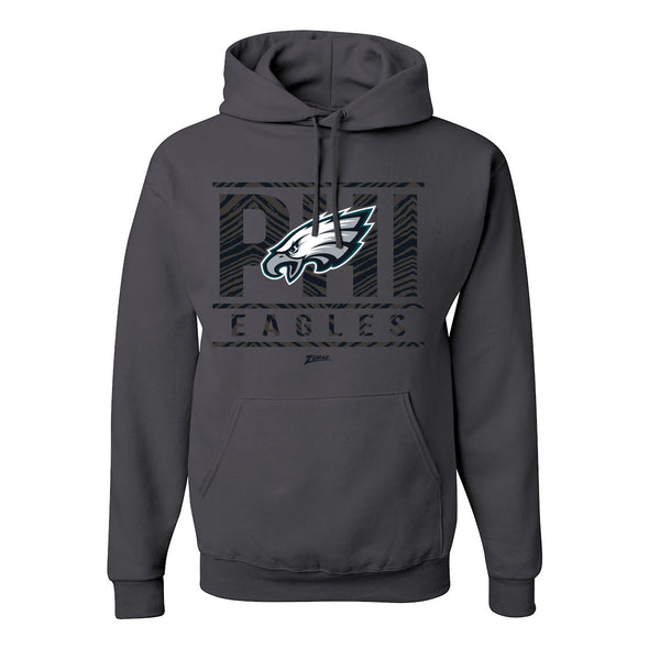 Zubaz NFL Philadelphia Eagles Unisex Pullover Fleece Hoodie for Adult Men and Women, Z2C Goal Line, Charcoal