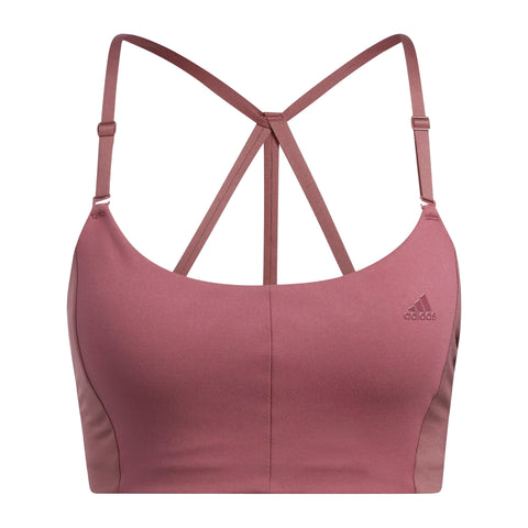 Adidas Women's Yoga Studio Light-Support 3-Stripes Bra, Light Quiet Crimson/Black