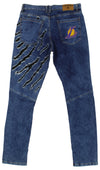 FISLL NBA Men's Los Angeles Lakers Jeans with Distressed Claw Marks