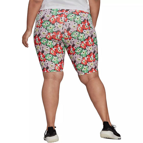 Adidas Women's Marimekko Plus Size Shorts, White/Multicolor