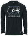 Zubaz NFL Men's Light Weight Black Body Hoodie, Gray Tunnel Logo, Seattle Seahawks