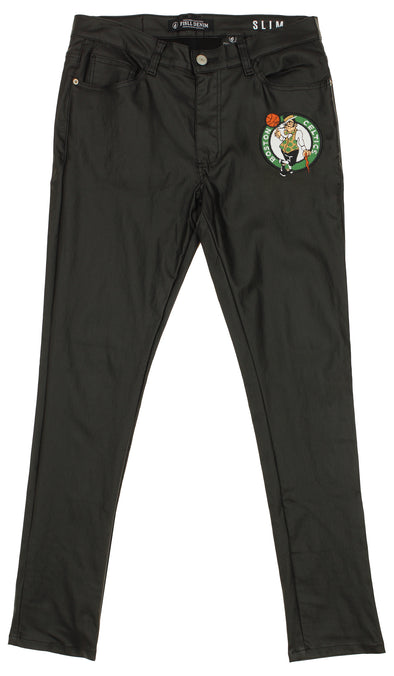 FISLL NBA Men's Boston Celtics Waxed Jeans, Black