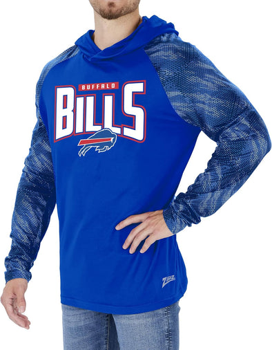 Zubaz NFL Men's Buffalo Bills Lightweight Hood W/ Tonal Viper Print Sleeve, Royal Blue