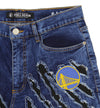 FISLL NBA Men's Golden State Warriors Jeans with Distressed Claw Marks