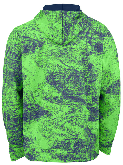 Zubaz Men's Seattle Seahawks Static Hoodie, Navy Blue/Neon Green