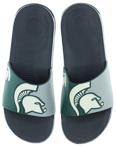 FOCO NCAA Men's Michigan State Spartans Tide Cropped Big Logo Raised Slides