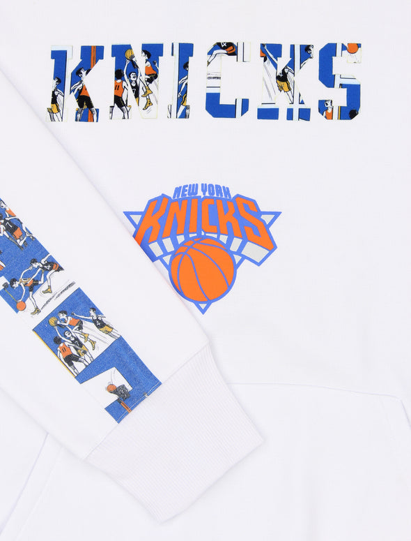 FISLL NBA Men's New York Knicks Graphic Stripe Hoodie, White