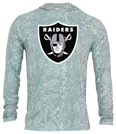 Zubaz NFL Men's Light Weight All Over Post Gray Tonal Hoodie, With Primary Logo, Las Vegas Raiders