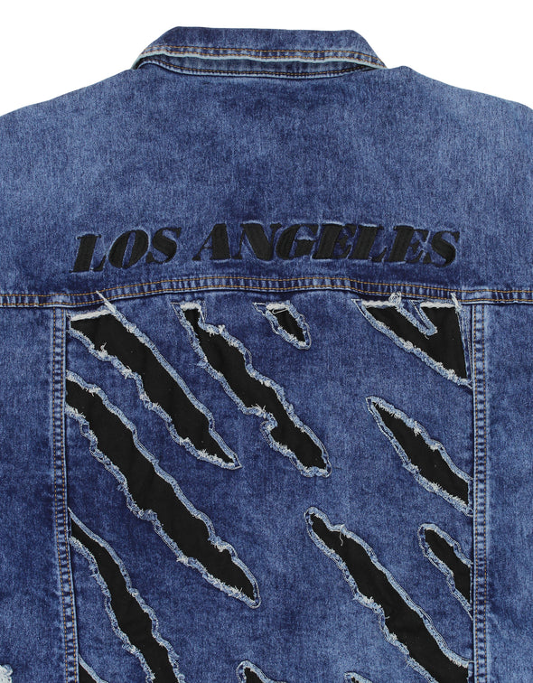 FISLL NBA Men's Los Angeles Lakers Ice Denim With Animal Print Claw Marks