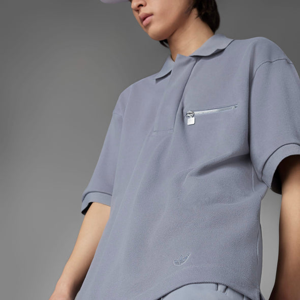 Adidas Originals Men's Blue Version Tie-Break Polo Shirt, Grey