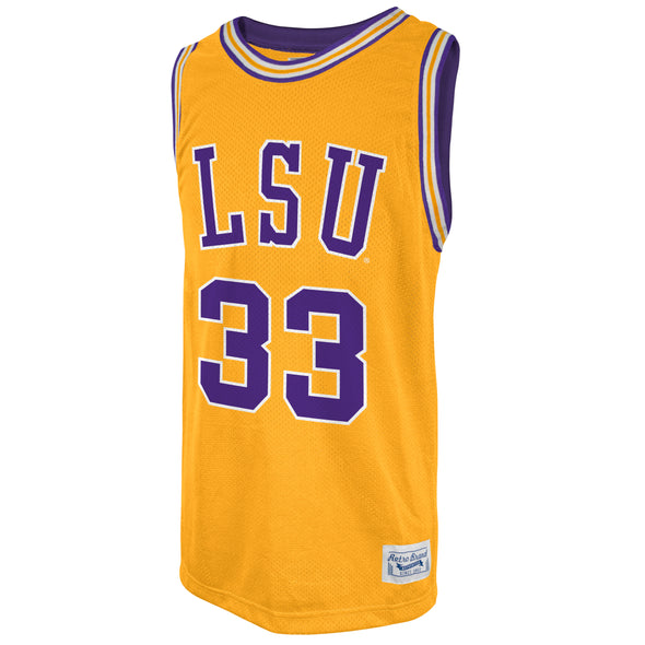 Original Retro Brand NCAA Men's LSU Tigers #33 Shaquille O'Neal Tackle Twill Jersey