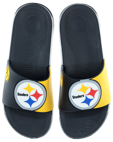 FOCO NFL Men's Pittsburgh Steelers Cropped Big Logo Raised Slides