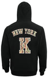 FISLL NBA Men's New York Knicks Moroccan Detail Hoodie, Black