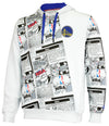 FISLL NBA Men's Golden State Warriors Comic Book Newspaper Print Hoodie, White