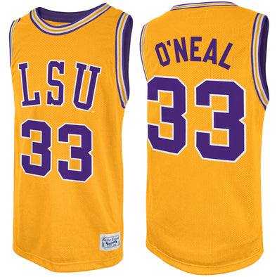 Original Retro Brand NCAA Men's LSU Tigers #33 Shaquille O'Neal Tackle Twill Jersey