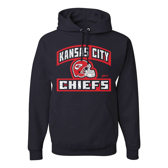 Zubaz NFL Kansas City Chiefs Unisex Pullover Fleece Hoodie for Adult Men and Women, Z2T Helmet Outline, Black